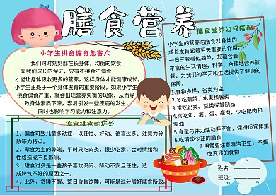 不挑食不偏食膳食营养小报小学生手抄报