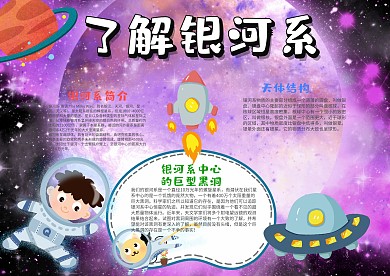 紫色了解银河系漂亮手抄报模板