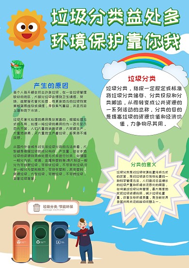 垃圾分类益处多垃圾分类环保小报手抄报模板