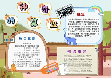 小学生神奇的算盘手抄报模板