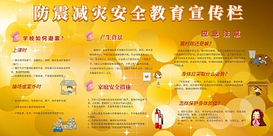 防震减灾安全教育宣传栏校园展板模板