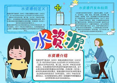 清新水资源漂亮手抄报模板