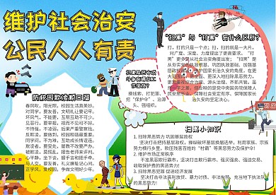 维护社会治安公民人人有责安全手抄报模板