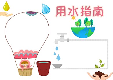 简约用水指南手抄报版面设计