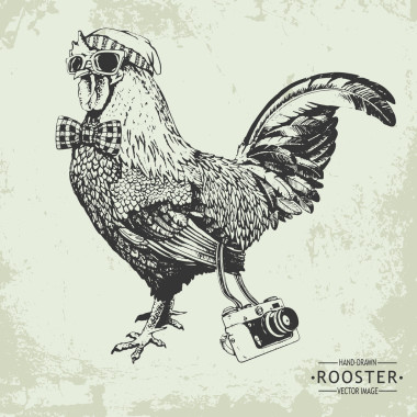 手繪矢量復(fù)古時髦風(fēng)格公雞