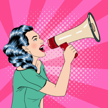 波普艺术风格女人与扩音器