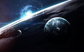 与行星、 恒星和星系中表现的美太空探索外层空间的宇宙场景。由美国国家航空航天局提供的元素