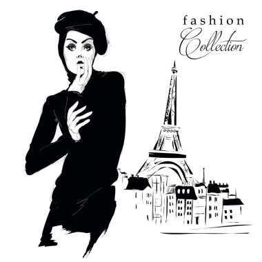 素描風格的時尚女孩