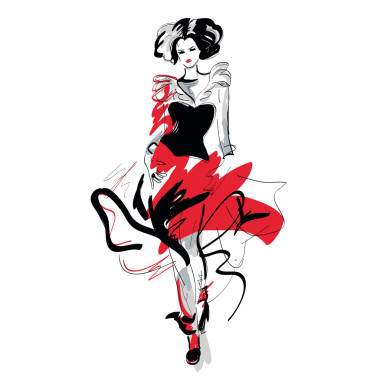 素描風(fēng)格的時(shí)尚女孩