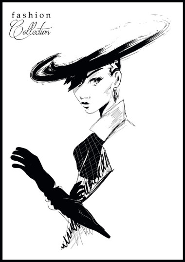 素描風格的時尚女孩