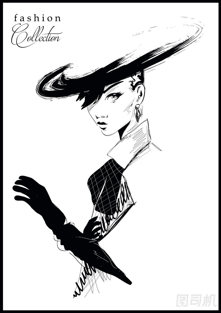 素描風(fēng)格的時(shí)尚女孩