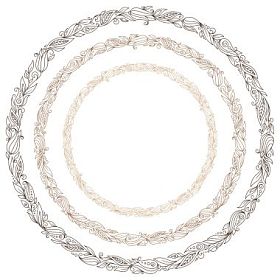 程式化的手绘绿色花环与鲜花