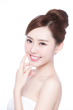 美丽的皮肤护理的女人的脸照片