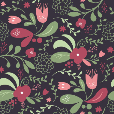 植物無縫圖案，矢量圖解