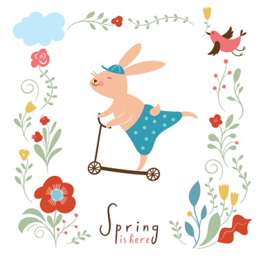 可爱的小兔子乘周期照片