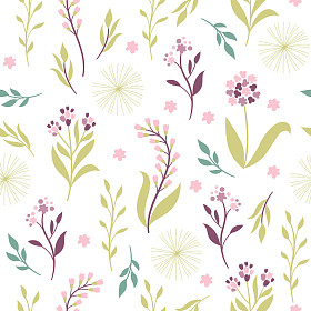 无缝花纹，白色的背景，矢量图上的花