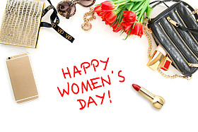 妇女节快乐 ！时尚样机花化妆