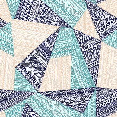 无缝的部落模式。几何装饰手绘