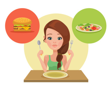 有用和无用的食物。矢量平面插画