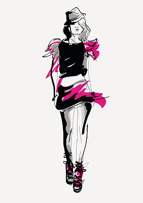 素描风格的时尚女孩