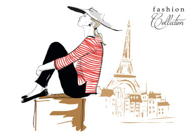 素描风格的时尚女孩.照片