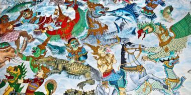 在廟墻上繪畫(huà)藝術(shù)。這是傳統(tǒng)和 g