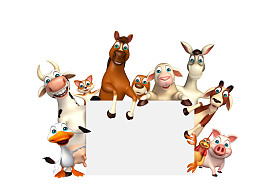 农场动物与白板