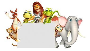 野生动物与白板三维渲染的图