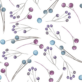 无缝的图案与水彩蓝色和紫色浆果