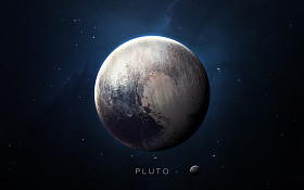 冥王星-高分辨率三维图像提出了太阳系的行星。这个由美国国家航空航天局提供的图像元素