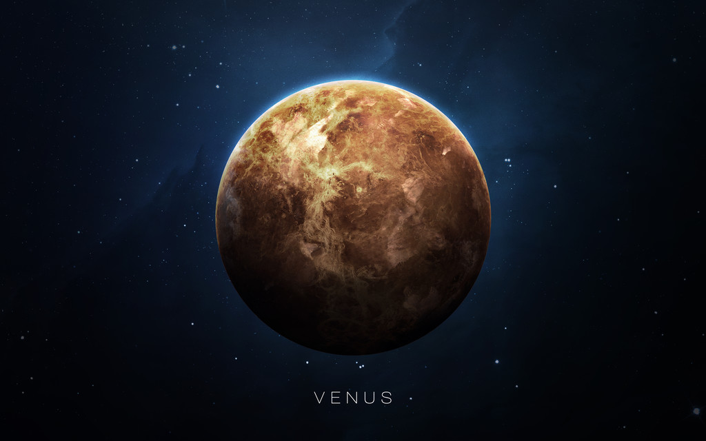 金星-高分辨率三维图像提出了太阳系的行星。这个由美国国家航空航天局提供的图像元素