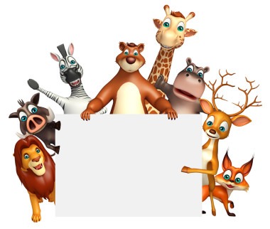 野生動(dòng)物與白板三維渲染的圖