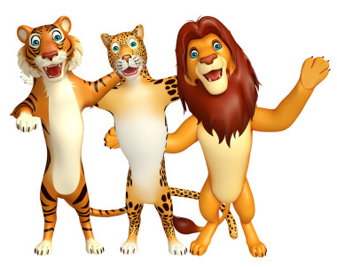 和獅子、 豹、 虎集合照片