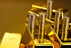 金币和金条，财务理念图片