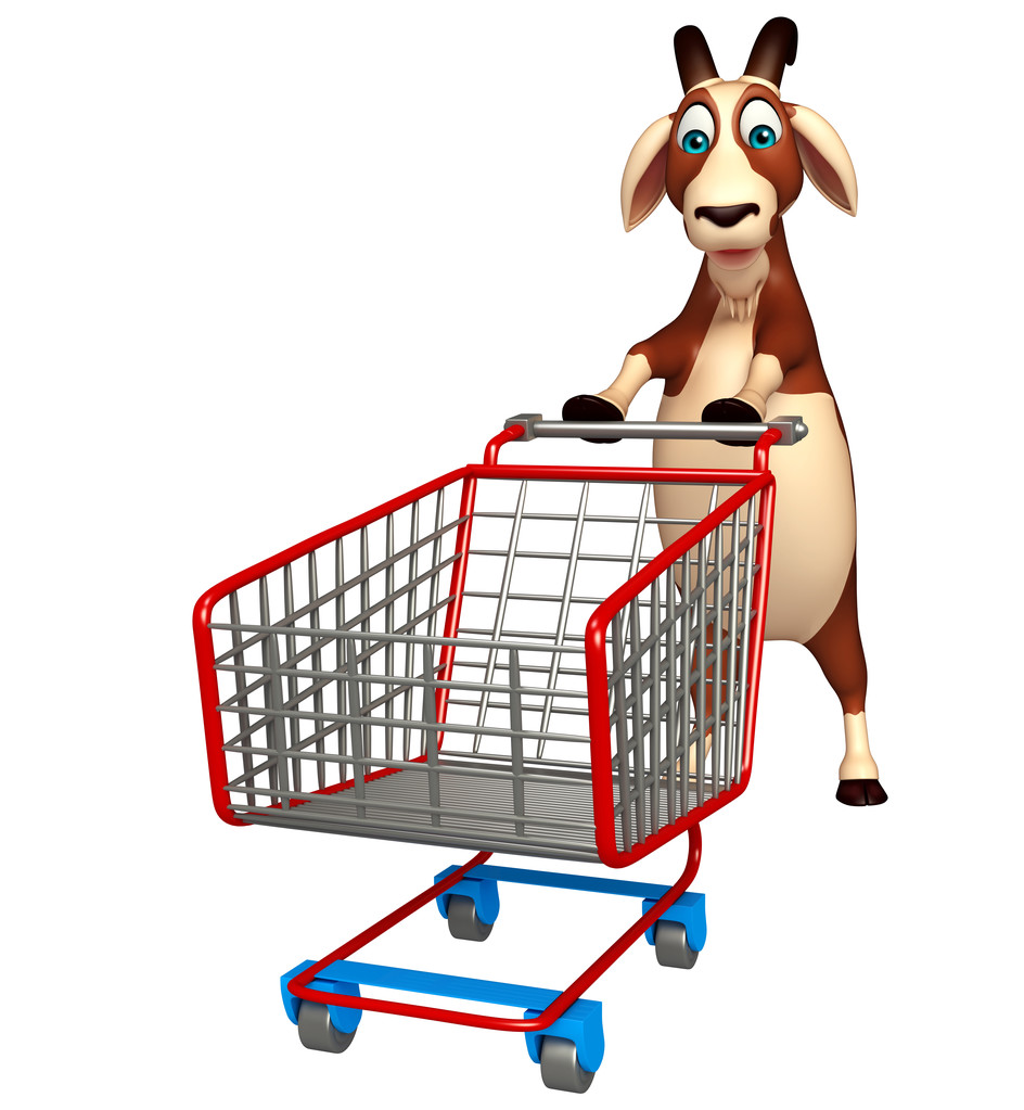 可爱的山羊卡通人物与小车 可爱的山羊卡通人物与小车