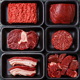 不同类型的原料肉