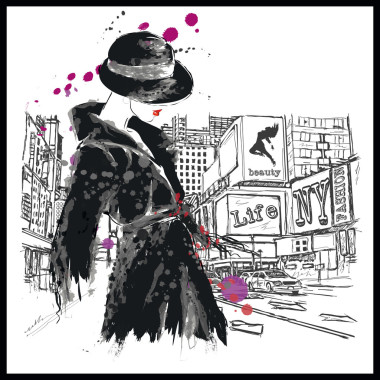 素描風格的時尚女孩