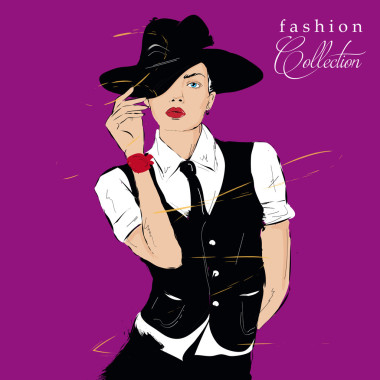 素描风格的时尚女孩.图片