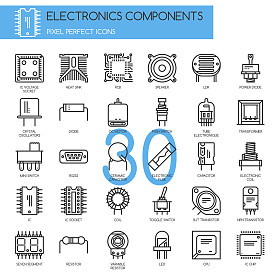 电子元器件，细线图标设置图片