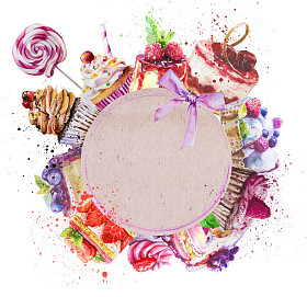 轮架与水彩的甜点