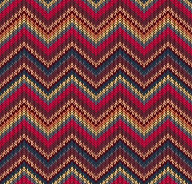 红色蓝色黄色针织纹理，美丽的针织的面料图案