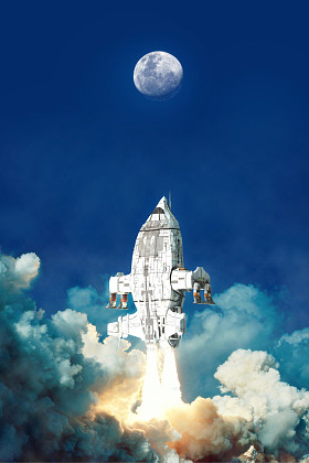 飞船起飞和月亮图片