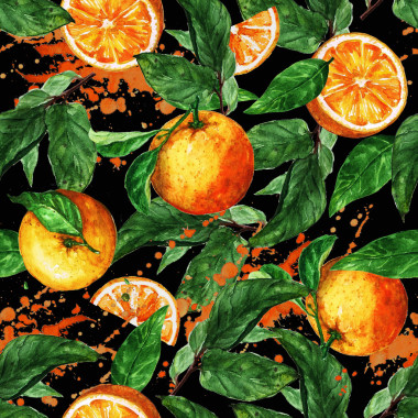 水彩的無(wú)縫模式-橙色圖片