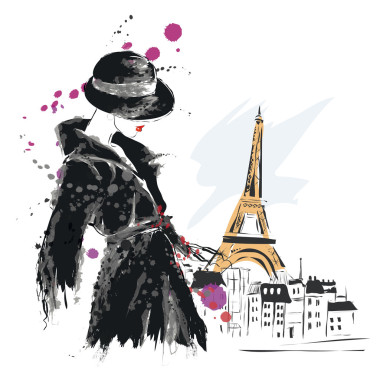 素描風(fēng)格的時(shí)尚女孩.圖片