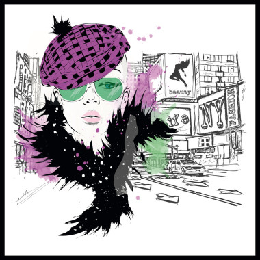 素描风格的时尚女孩.图片