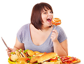 女人吃快餐.图片