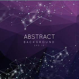 抽象的 3d 多边形背景。低聚未来派设计与连接点和线。连接结构。多边形矢量