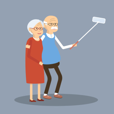 老夫婦做自拍照