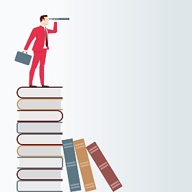 商人通过望远镜看起来