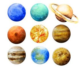 水彩行星集合